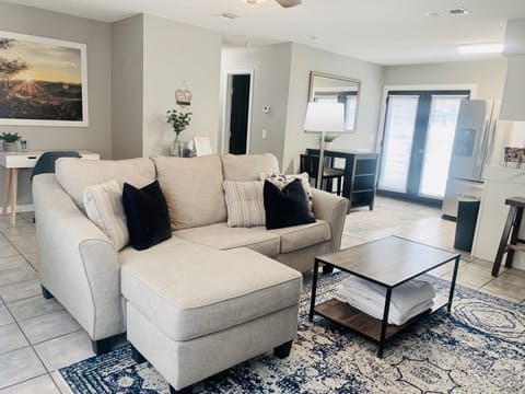 Open concept home. Living-room has a Smart TV with blue ray player & DVDs