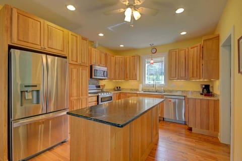 Lots of working area in the kitchen with the island.