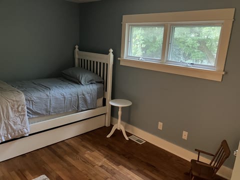 Back bedroom has twin plus double bed in nook (nook not shown)