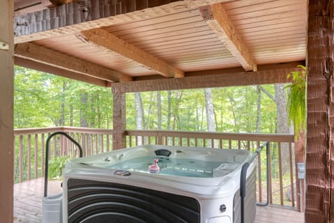 Luxurious covered hot tub.