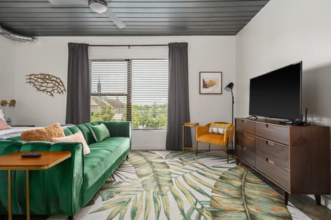 Cozy up in this inviting living space with a smart TV for entertainment.