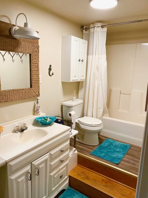 Luxurious ensuite bathroom, walk in tub/ shower.