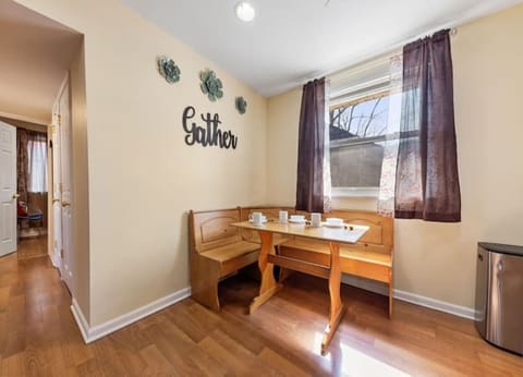 Cozy seat by a window with natural light.