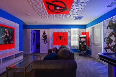 Enter the space of your very own magical escape - Marvel-Themed Game Room! Here you can explore magical movies or battle it out with a thrilling game of air hockey. The multi-cade console allows for endless hours of entertainment.