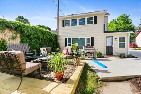 Sitting area outside that is shared with other guests at the main house
