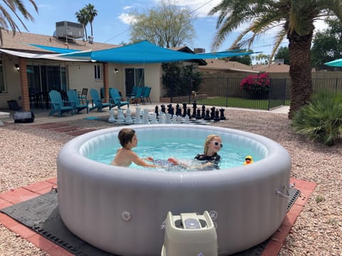 Kids can splash around and play in this 8' wide x 2' deep stock tank pool