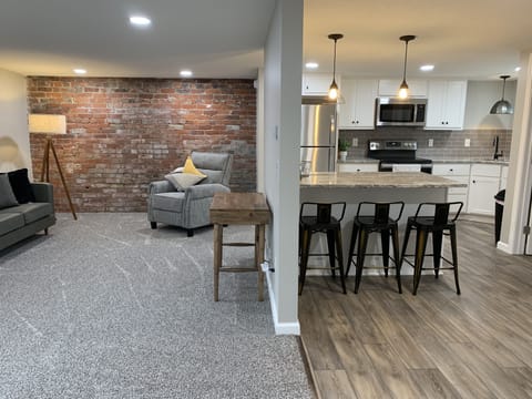 Living room and kitchen.