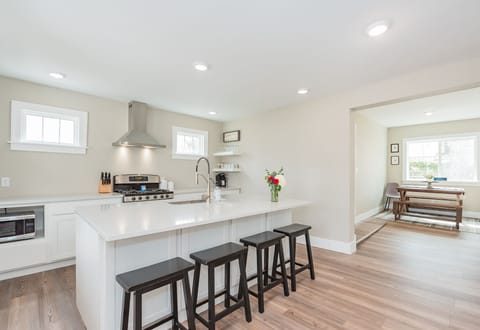 kitchen with large island and seating for 4