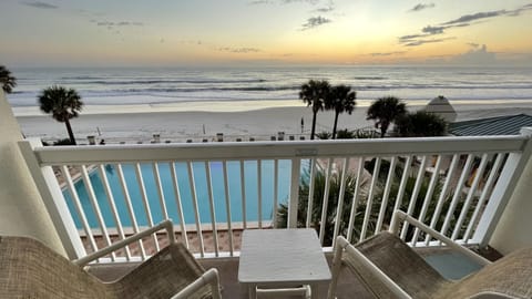Morning view from the room’s balcony 
Pools are closed temporarily