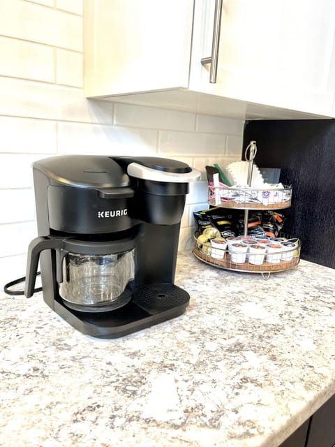 Well supplied coffee bar
