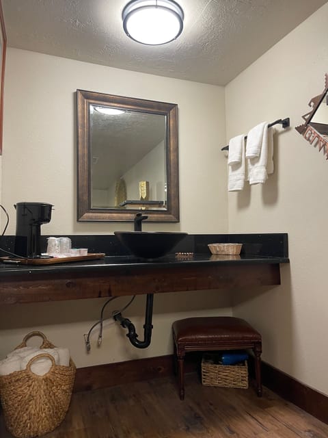 bathroom sink and mirror