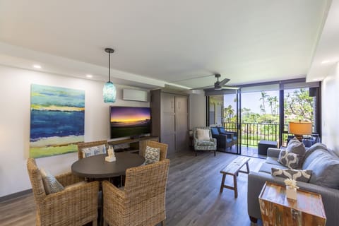 Nicely decorated living room and dining space