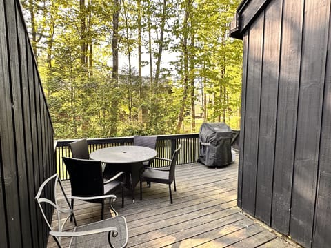 wraparound deck with loads of privacy and a view of the gorgeous brook. 