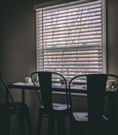 Enjoy coffee while watching out the back window each morning!