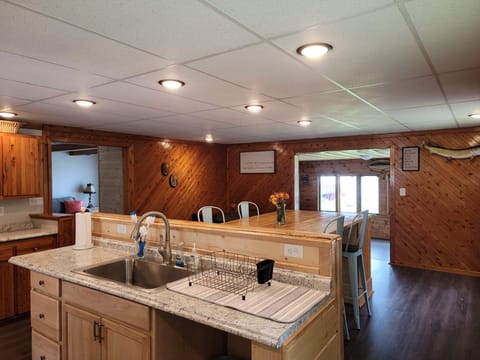 Kitchen with large island.