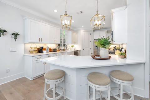Breakfast bar looking into kitchen