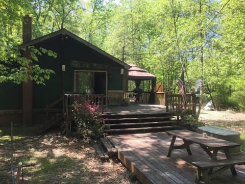 Mountain relaxation!  Tons of decking, outdoor music, firepit to enjoy!