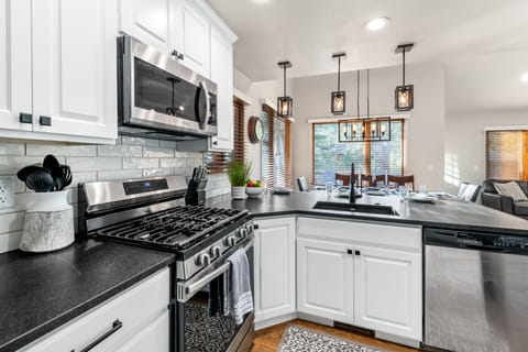 Fully appointed kitchen.