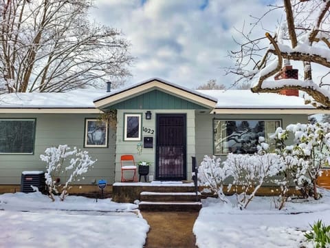 front exterior during winter months