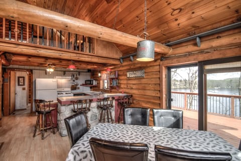 Seating for six at the table; 4 at the kitchen island.