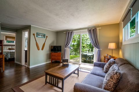 Living room view with lake views