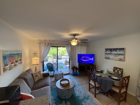 Enjoy streaming your favorite shows! The living room also includes a sleeper sofa