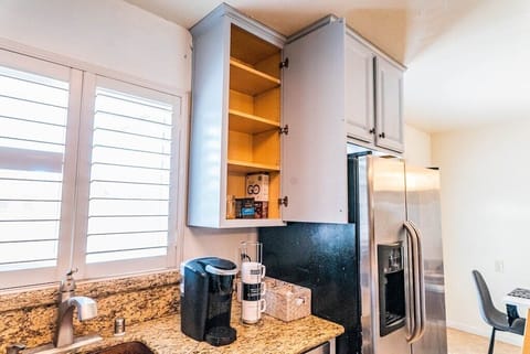 Kitchen comes with everything that you need: pots, pans, cookware and many more.