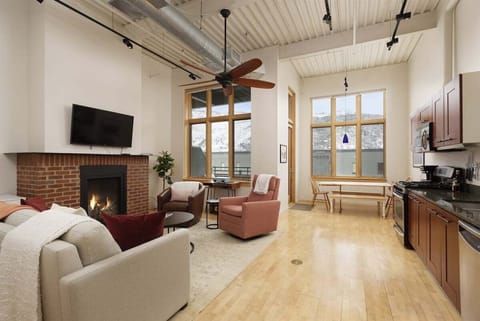 Cozy living room with floor-to-ceiling windows