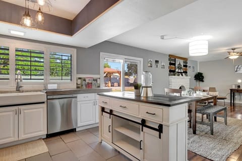 Open layout for the kitchen and dining area