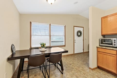 Kitchen is on the second floor.
Dining table with seating for 4