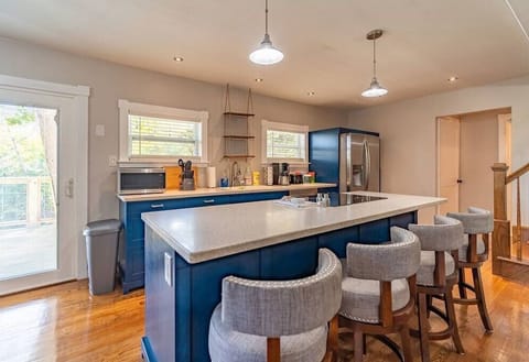 Sit down with family and friends in the dining area.