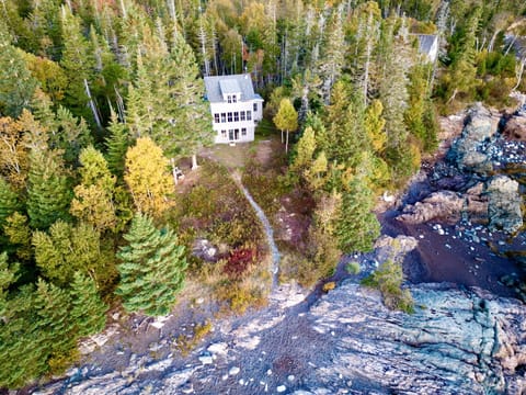 The property’s wild blueberry fields turn red in the fall, as seen in this photo