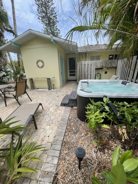 Private hot tub with outdoor shower 