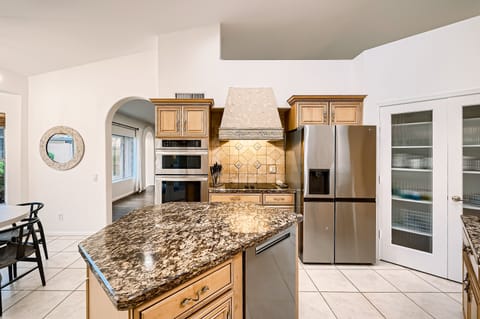 The fully furnished kitchen provides all you need for home cooked meals.