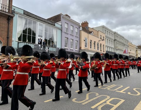 The Changing of the Guard right outside the apartment building (the purple one!)