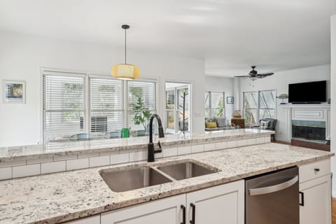 Additional view of the open concept kitchen, dining and entertaining space.