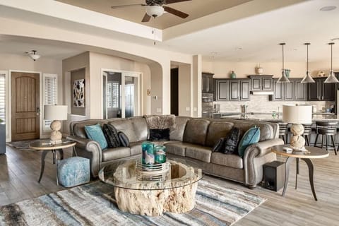 Open floor plan with the living room and huge kitchen open for your guests to enjoy!