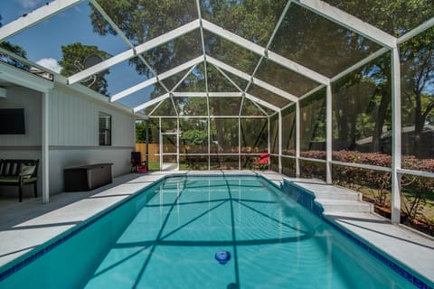 Poolside with waterfall