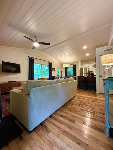 Entry from the deck, living and dining rooms.