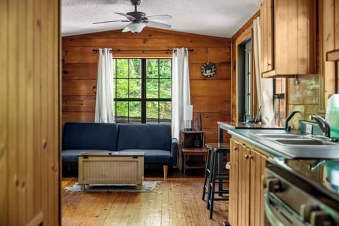 Comfortable futon and a view-filled living space to relax and recharge