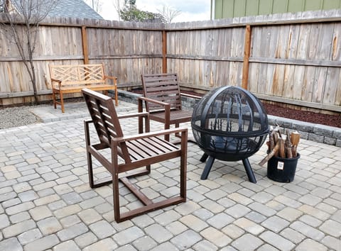 Patio furniture, including raised fire pit