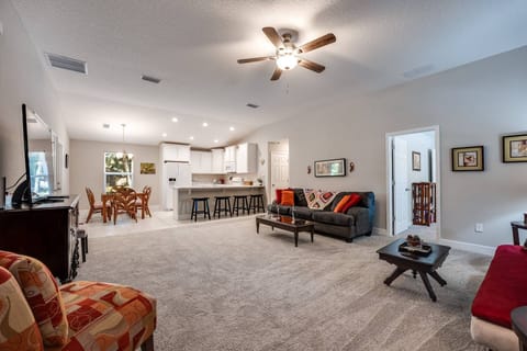Large open living/dining/kitchen area