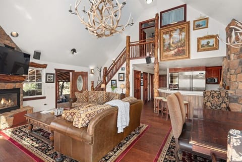 The open-air living/dining room and chef's kitchen with panoramic views of Mount Sopris