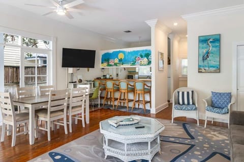 Living Area- Dining Area, Workspace, and Bar Seating