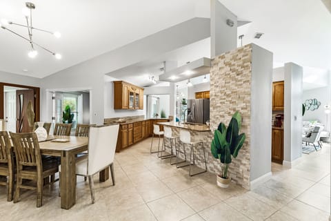 Dining table seats 8 plus counter seating for 3!