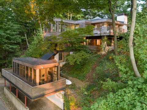 The four level home easily sleeps 12 people.
