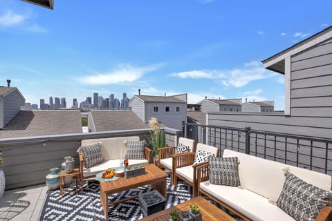 Oversized Rooftop Patio overlooking Downtown Houston. 
