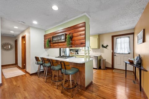 Extra seating at the counter. High chair & booster also provided for littles.