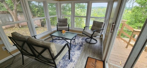 The sunroom with heater and air conditioner