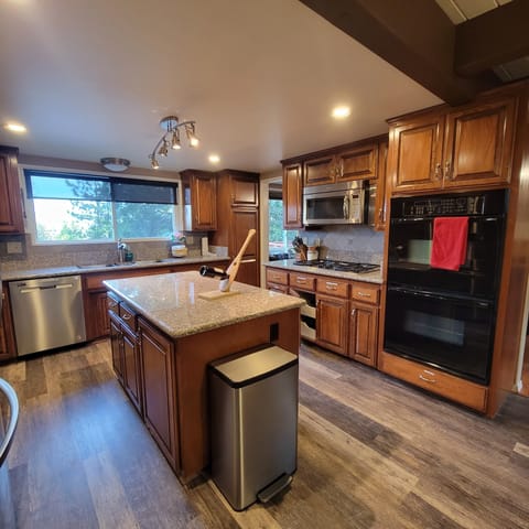 For the avid cook, double wall ovens and large gas range makes easy meals